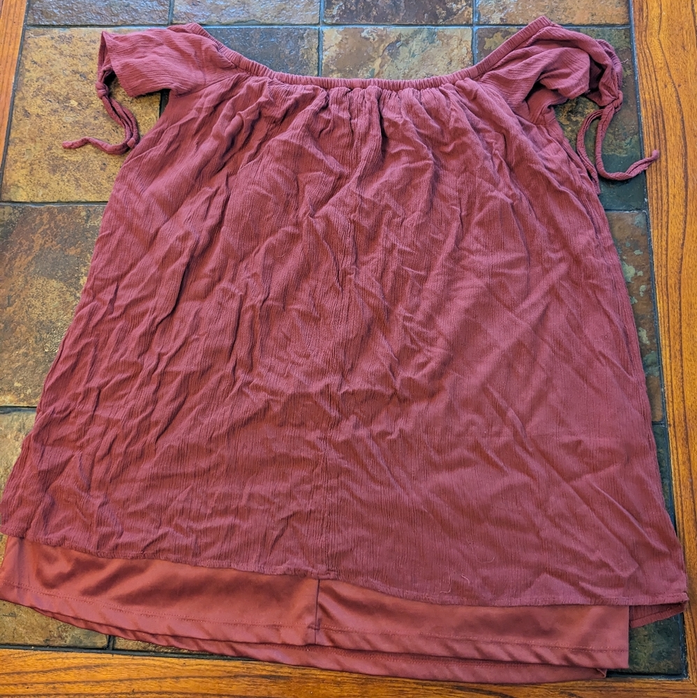 Mauve Full Tilt Blouse with Shell and Tie Cap Sleeves - Size XL